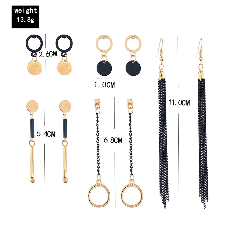 5 пар/компл. Модные ботильоны с кисточками круглые Висячие Комплект сережек для