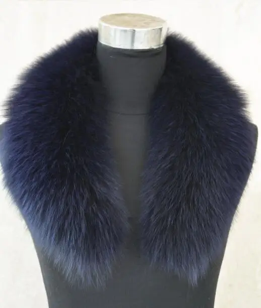 Navy blue Jancoco Max леди лиса Настоящий мех воротник отделка Для женщин Модный зимний шарф подкладка 75 см парка капюшон высокое качество S1039 - Цвет: Navy blue