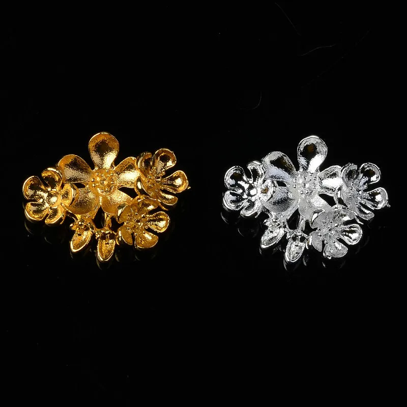 

50pcs 21*27mm Gold/silver Color Alloy Material Flower Charms Branch Pendant Fit For DIY Wedding Head Women Jewelry