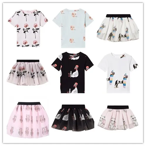 Детская одежда 2019 для маленьких девочек юбка пачка + футболка топ комплект одежды