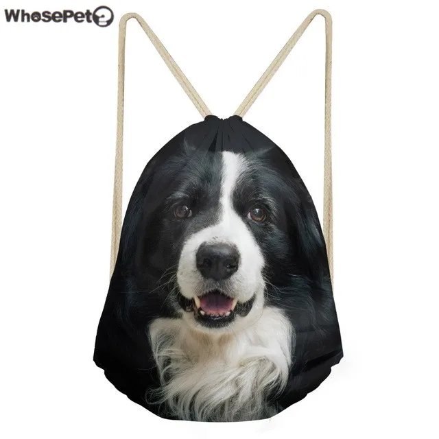 WhosePet женский рюкзак милый 3D Собака граница Collie Drawstring сумка для подростков