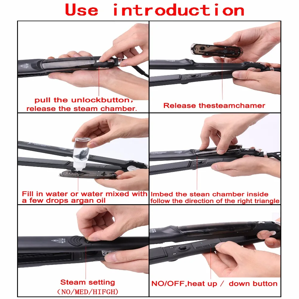 Профессиональный паровой утюжок для выпрямления волос керамический быстрого