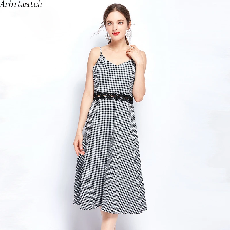 Arbitmatch Для женщин летние платья Повседневное сладкий Спагетти ремень рукавом