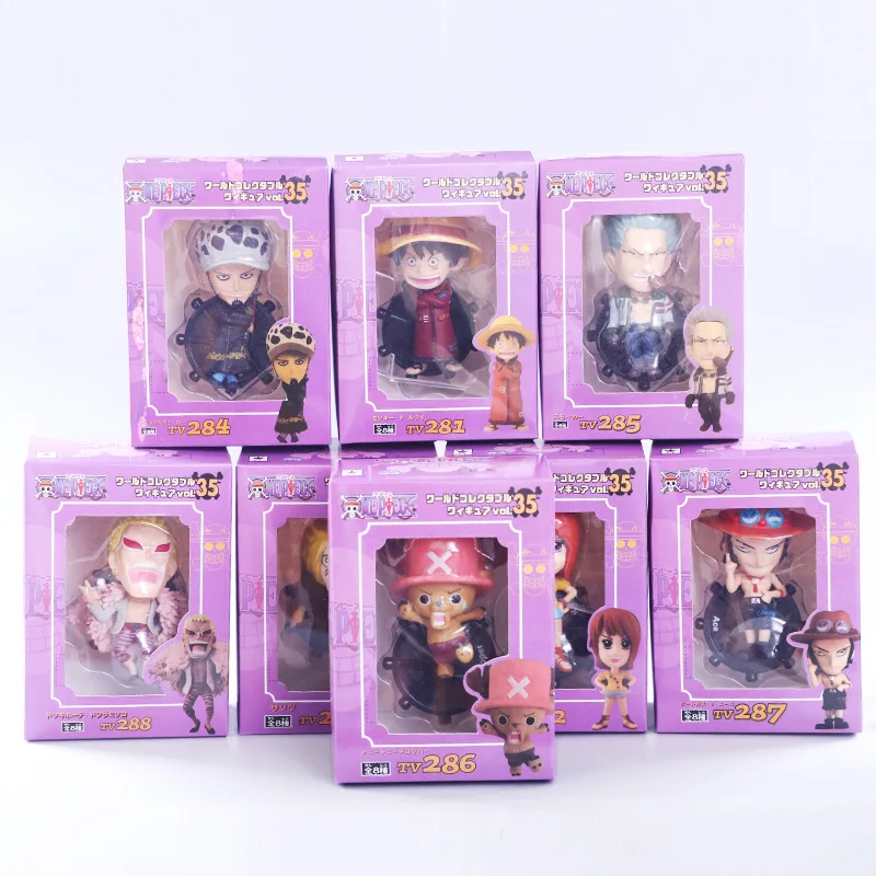 2018 new one piece 8pcs/set pvc action figure Q Luffy Ace Law Nami Doflamingo Smoker collection gift model toys | Игрушки и хобби