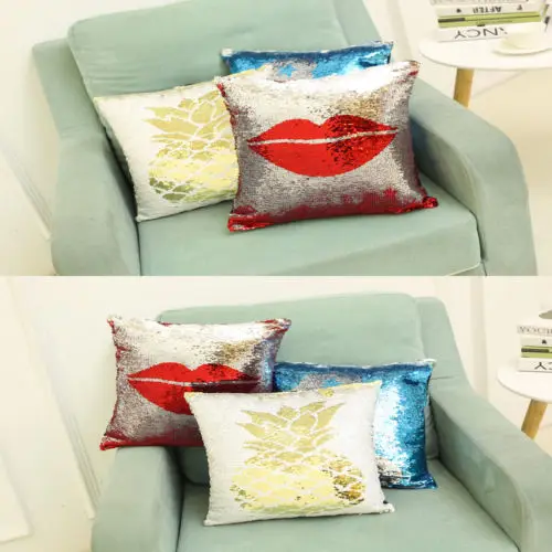 Волшебные двусторонние чехол для подушки с изображением русалки|cushion cover|mermaid cushion