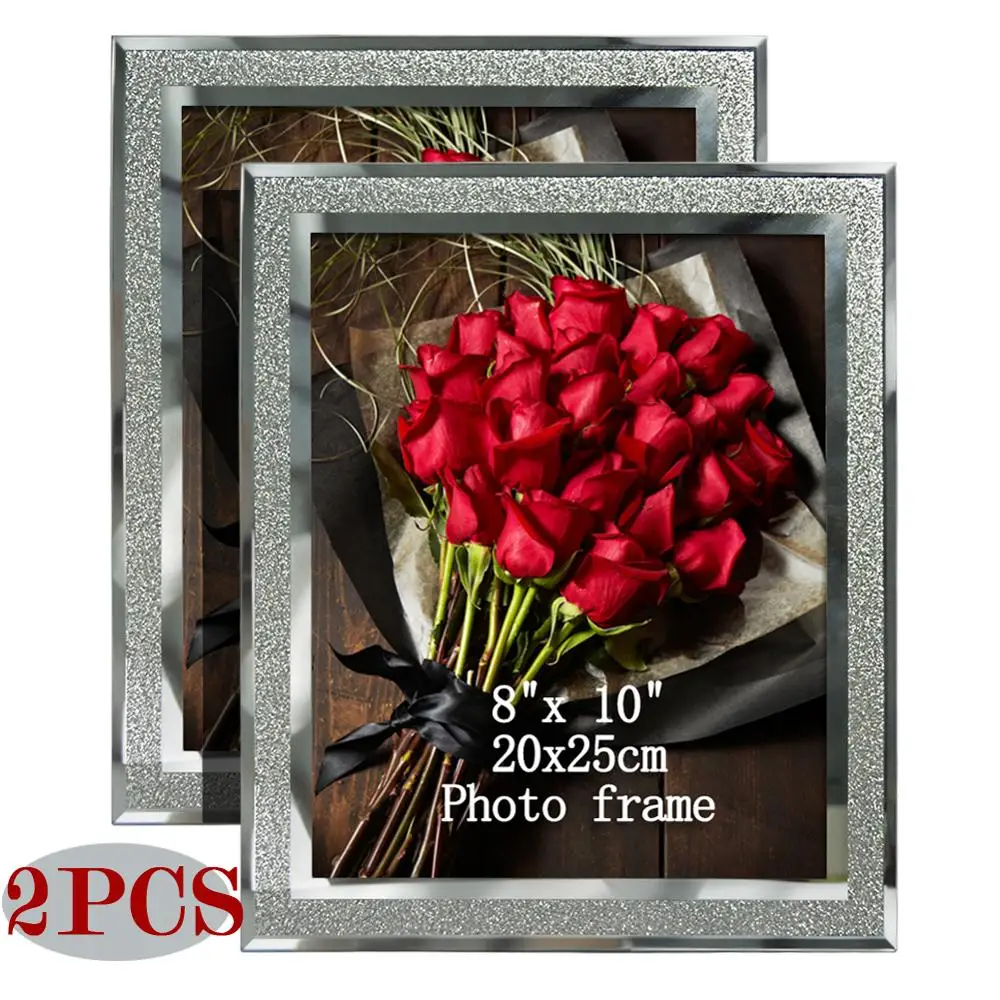 Giftgarden 8x1" Стекло рамки для фотографий с серебристой стороной изображение наборы фото-рамок дома DecorTable украшения, набор из 2 шт