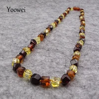 yoowei natural amber necklace for unisex original faceted beads knotted birthday new year gifts amber jewelry collar wholesale