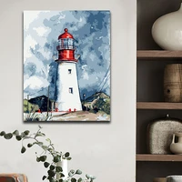 lighthouse defend picture painting by numbers seascape landscape building with kits package on canvas coloring paint by numbers