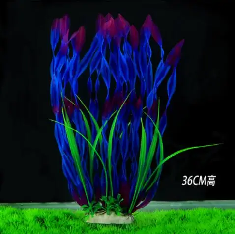 

Height 14 inch 17 Designs Aquarium Fish Tank Green Plant Plastic Grass Decoration Ornament (14")