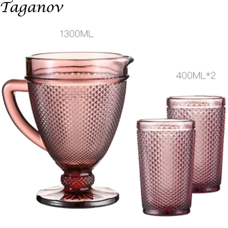 Стеклянный чайник для воды 350 л набор из трех предметов 400 мл 1300 красный синий
