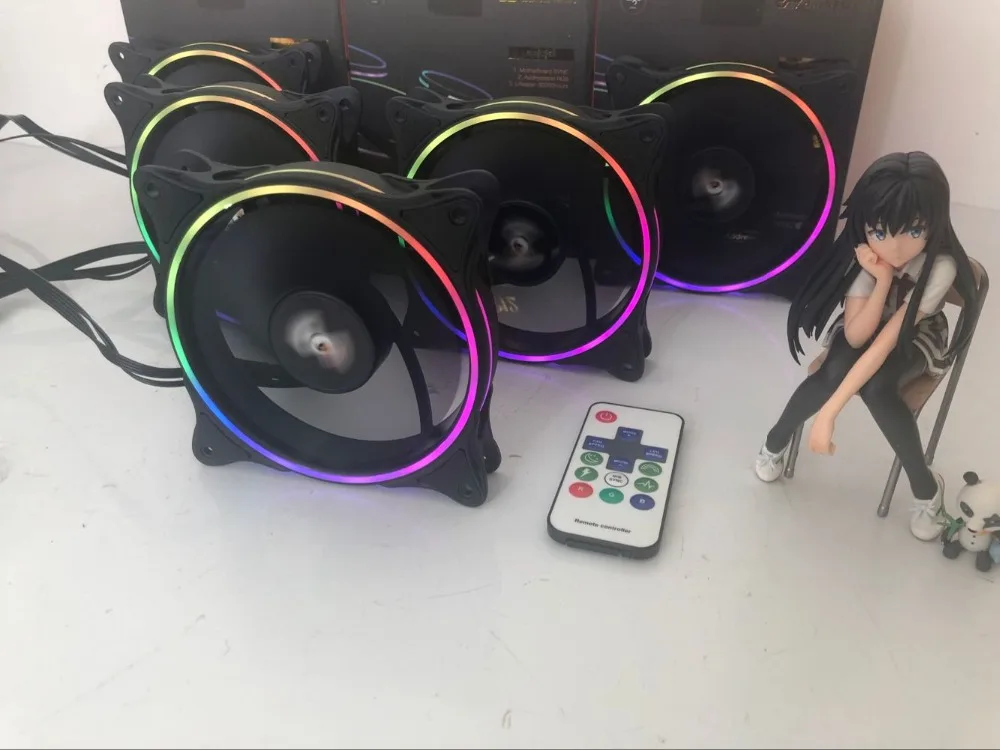 Aigo MR12 RGB вентилятор 3P-5vAURA синхронизирующий компьютер чехол ПК Вентилятор охлаждения светодиодный 120 мм тихий+ ИК пульт дистанционного управления компьютер кулер вентилятор охлаждения