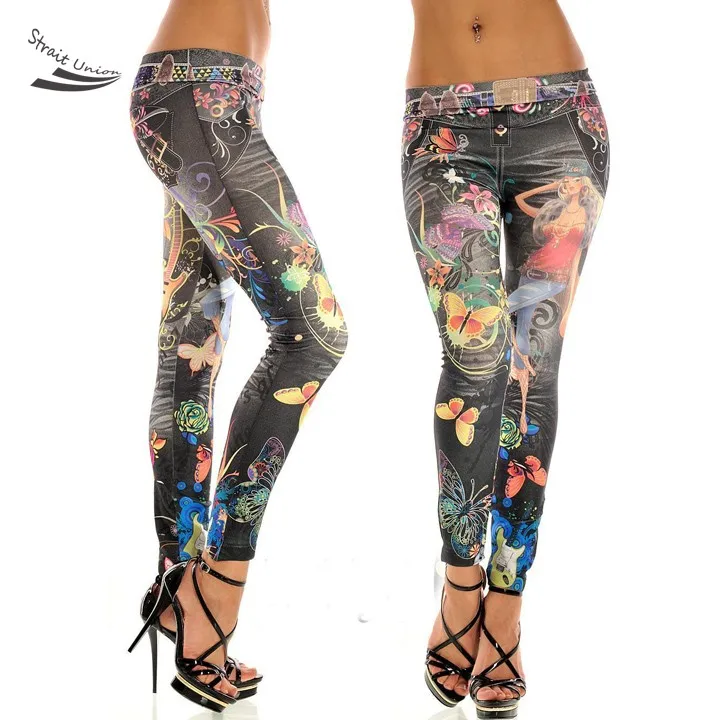 Печатные леггинсы джинсы черный молоко мода тонкий новинка новые 2015 женские Roupas