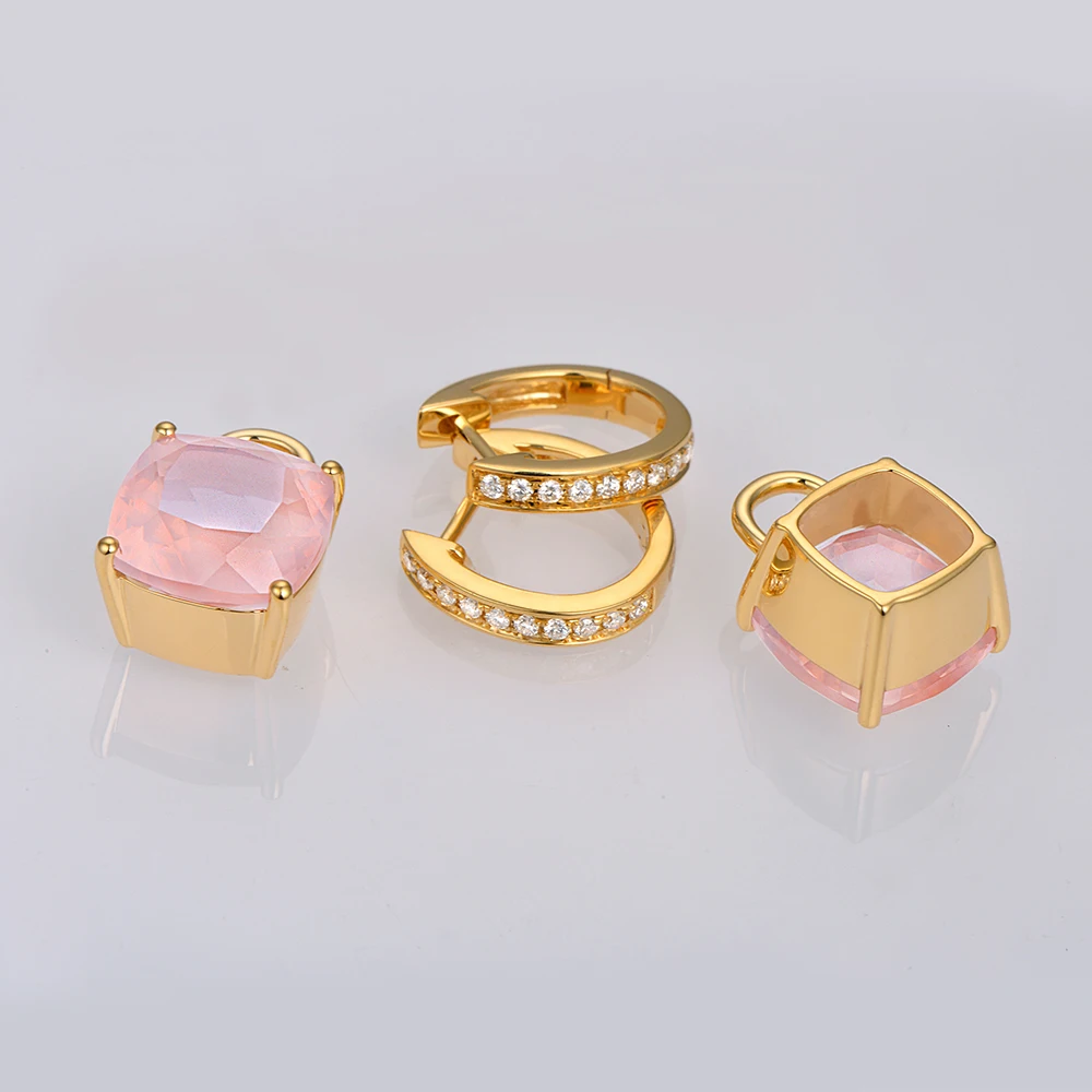 Caimao ювелирные изделия 14 К золото 8.35ct если розового кварца и 0.16ct природных алмазов