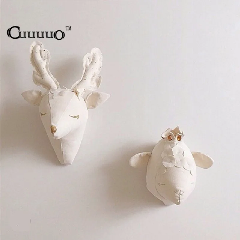 3d Reindeer Unicorn Animals Head Wall Decorations Kids Child Baby Room Nursery Wall Hangings Stuffed Toys Gift Photography Props