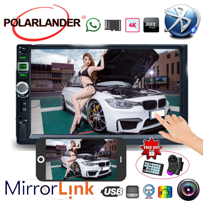 Автомагнитола с 7 дюймовым экраном MirrorLink MP5 плеер Bluetooth 2 Din сенсорный экран USB