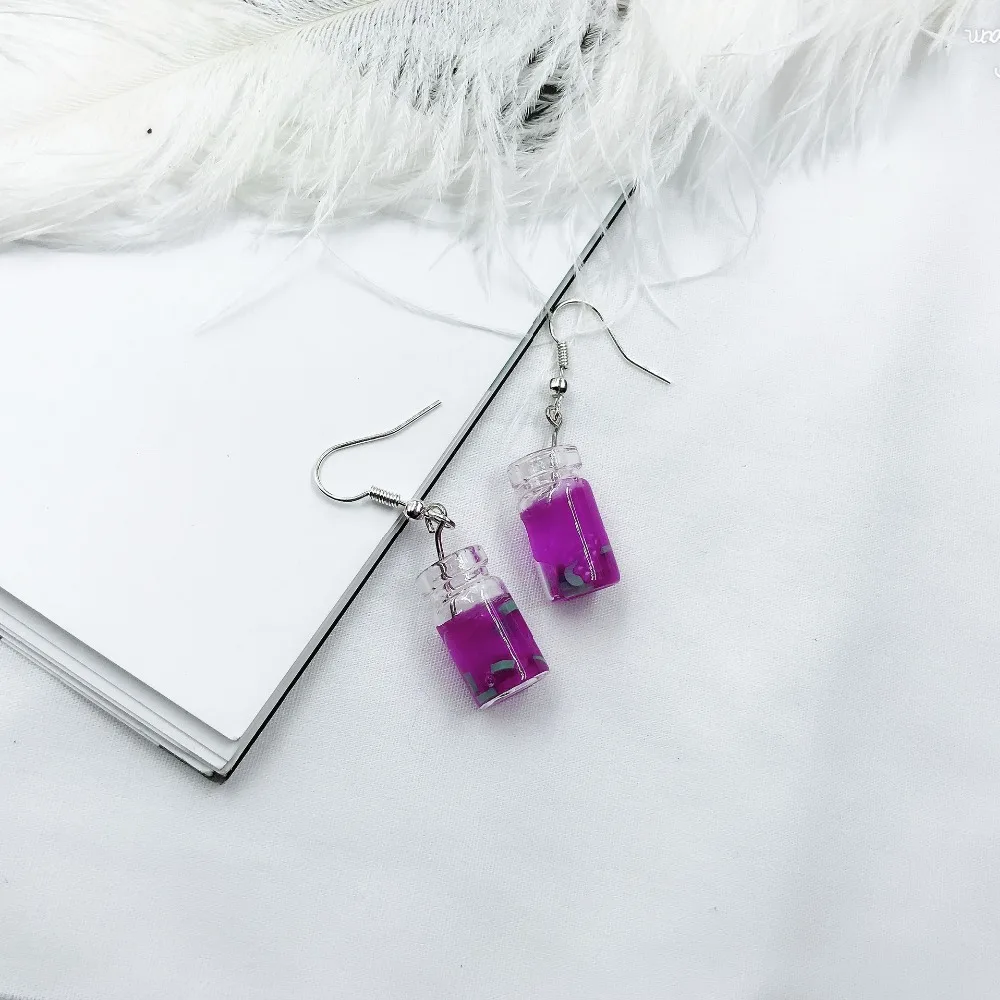 Creative Handmade Fruit Juice drop earrings for women Acrylic Strawberry lemon kiwi fruit orange cute Unique jewelry | Украшения и