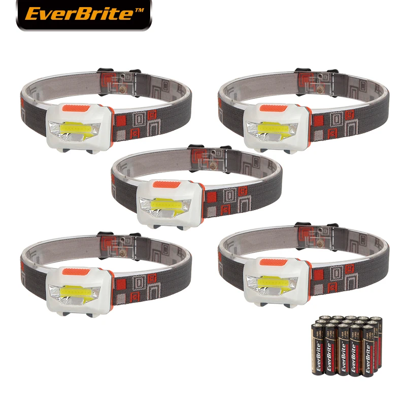 EverBrite 3 Вт супер яркий COB светодиодный налобный фонарь с шт. батареями AAA 5 шт./лот|cob