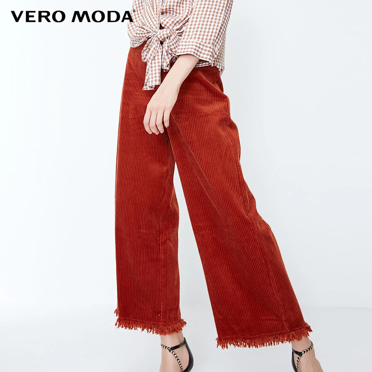Vero Moda брюки женские Временно полки зима Национальный Ветер заусенцы ноги высокой талии девять точек Слаксы | 318450508 - Цвет: Rich copper