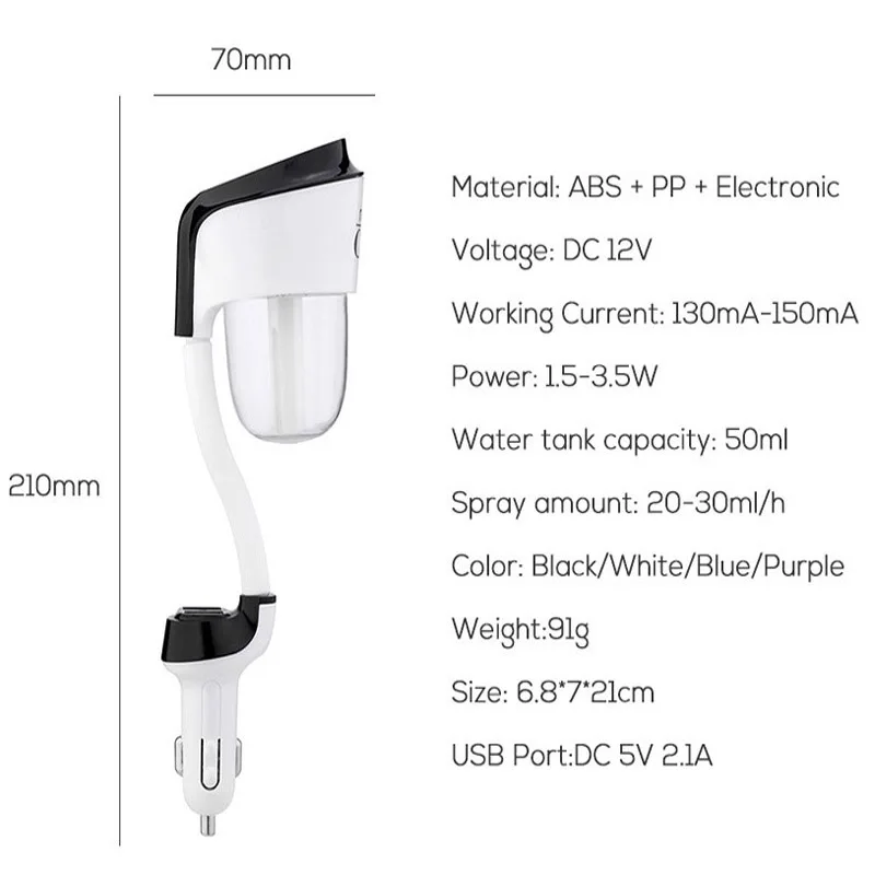 Автомобильный увлажнитель воздуха Mini II 12 В распылитель ароматического тумана