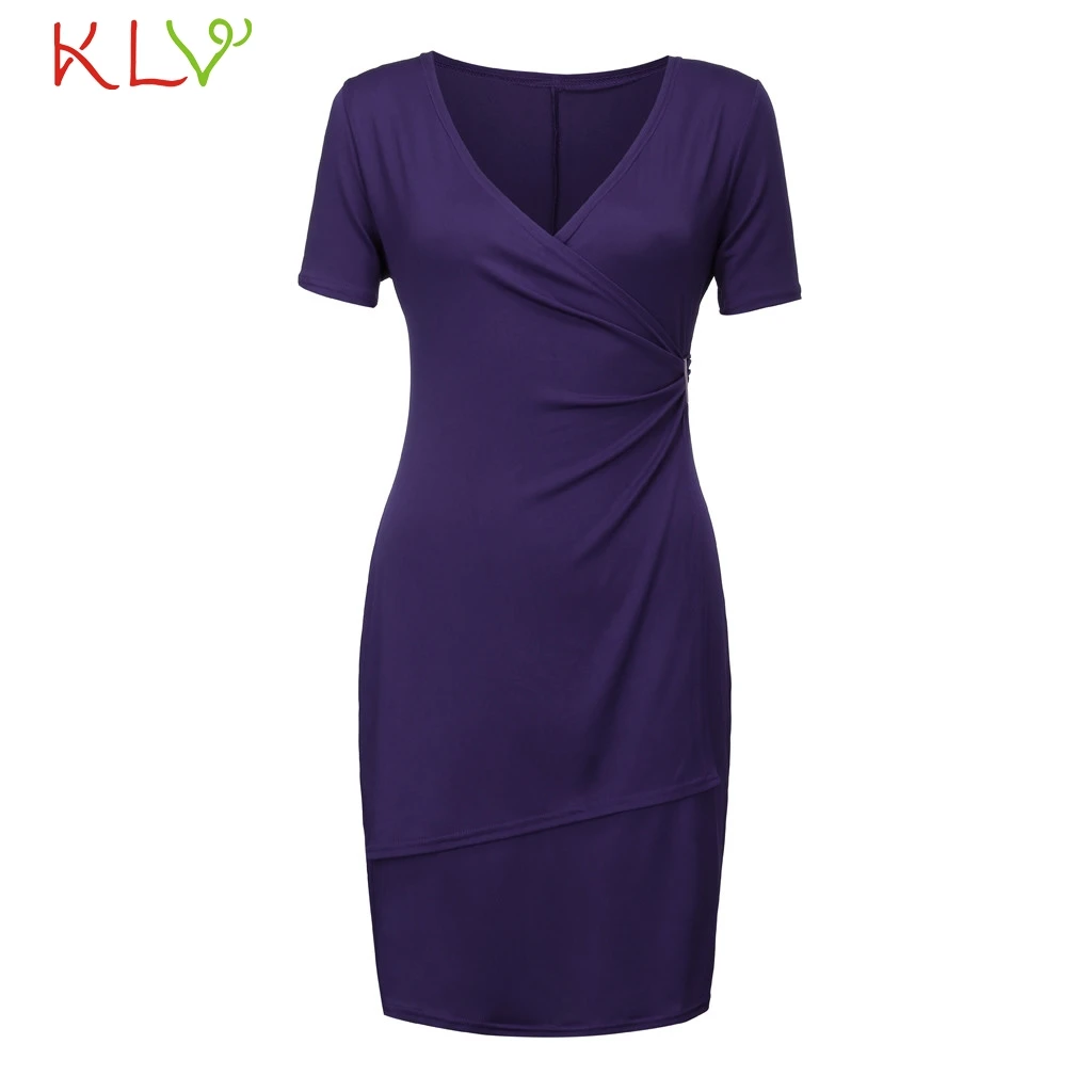 Purple Женское летнее платье, 5XL, бодикон, повседневное, v-образный вырез, элегантные, вечерние, ночное платье, женское, Zomerjurk Dames, Vestidos размера плюс, 19Apr5 - Цвет: Purple