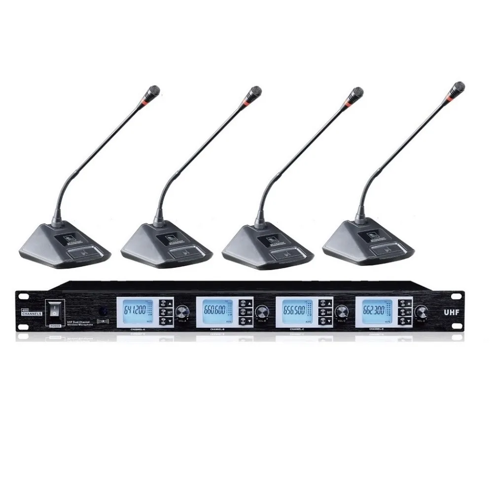 Беспроводная микрофонная система Bolymic UHF 4 X 100CH профессиональный настольный