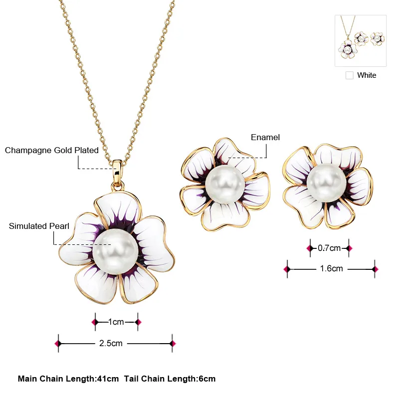 Комплект из колье и серёг с искусственным жемчугом|enamel jewelry set|enamel jewelrypearl pearls |
