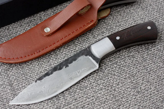 VOLTRON охотничий нож с ручкой из черного дерева для кемпинга ножи выживания кожаным