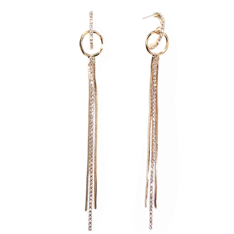 

Sexy Exaggerated Long Tassel Rhinestone Dangle Earrings for Women Shiny Diamante Earing Brincos Fashion Ear Jewelry Gift