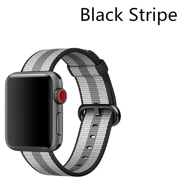 Black Stripe 40 мм 44 мм лямка из нейлоновой ткани ремешок для Apple Watch 4 ткань полоса браслет ремень ремни Ремешок 38 мм 42 мм для iWatch 4/3/2/1 - Цвет ремешка: Black Stripe