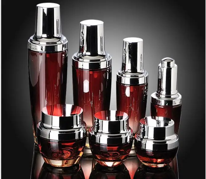 

300x 50g red Glass Cream Jar Refillable Bottles Glass Bottle with Press Pump Bottle Lotion Pot 30ML 50ml Cosmetic Dropper Bottle