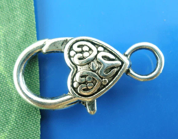 

DoreenBeads 20PCs Silver Color Heart Lobster Clasps 25x12mm (B03393), yiwu
