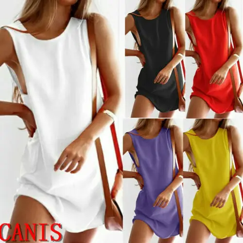 Женская свободная туника Повседневная однотонная вечерние топы на бретельках