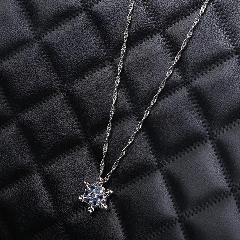 Женское Ожерелье со снежинкой Blucome синее ожерелье серебряного цвета с подвеской