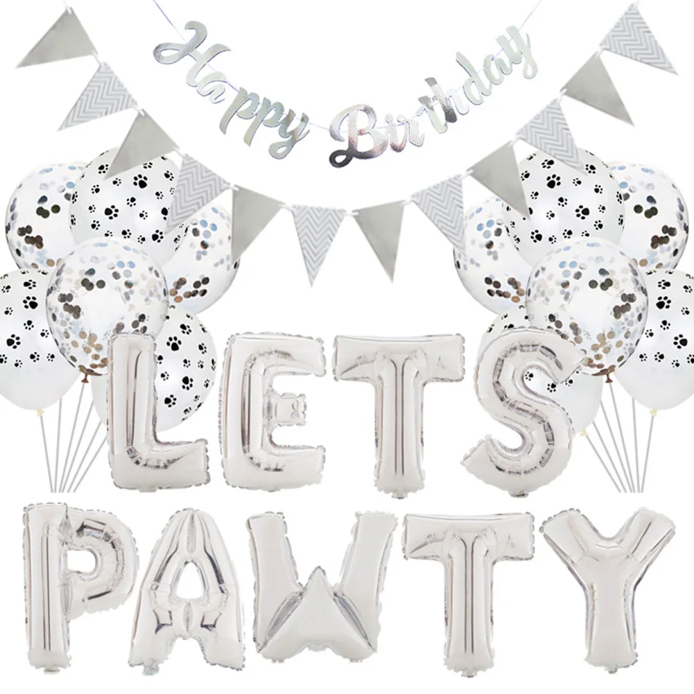 Многоразовые Pet товары для собак кошек воздушные шарики украшения LETS PAWTY письмо