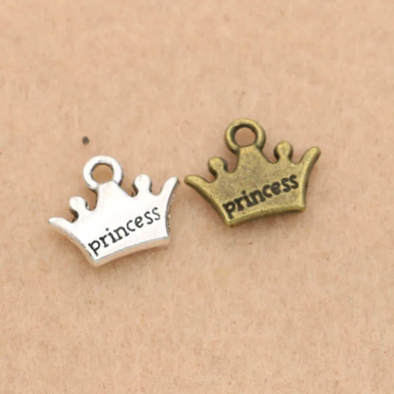 

20pcs Tibetan Silver Plated Princess Crown Charms Pendants for Jewelry Making Bracelet Earrings Accessories Jewelry Diy 13x11mm