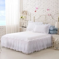 100cotton solid color lace luxury bedding sets king size queen bed sets for girl bed sheet set pillow case white bed skirt