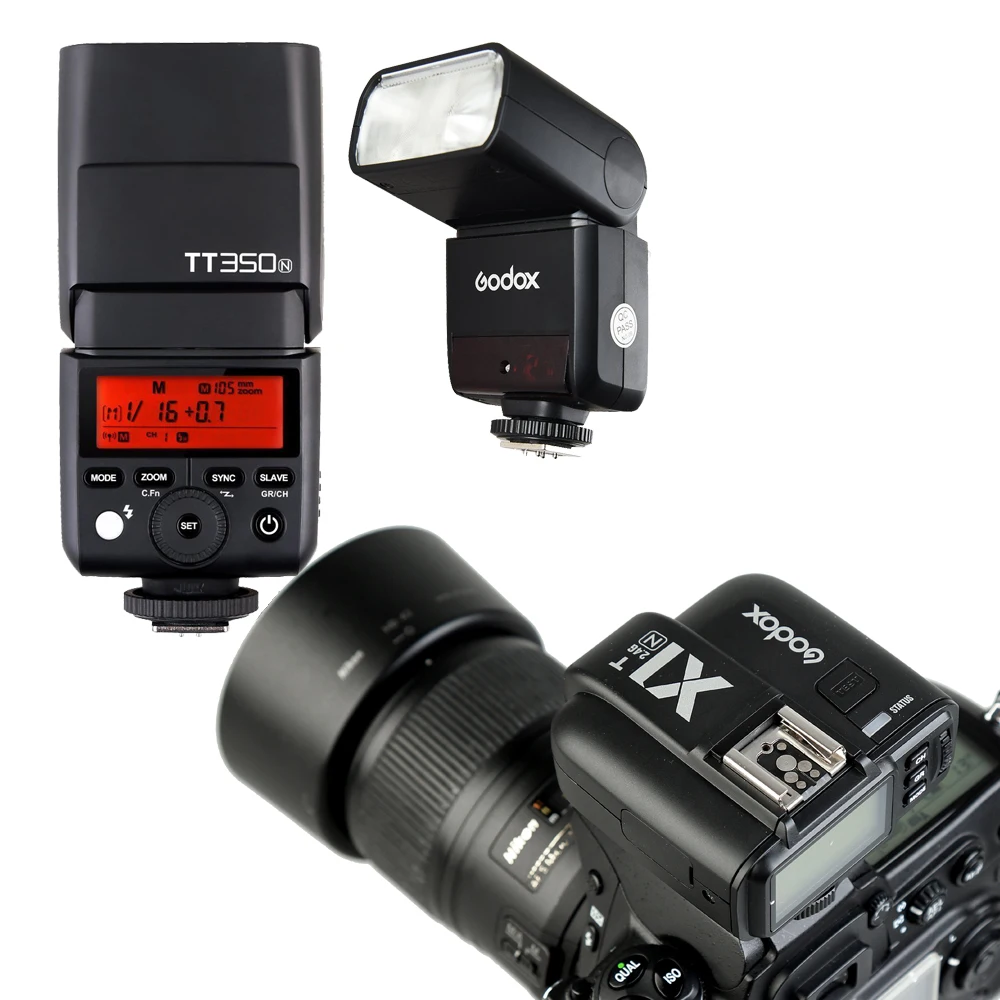 2x Godox Mini Speedlite TT350N 2 4G HSS 1/8000s TTL GN36 вспышка для камеры + фотовспышка с беспроводным
