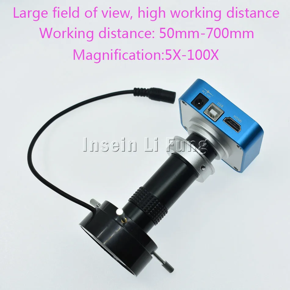 20MP Full HD 1080P 60FPS HDMI USB HD выход промышленность c-крепление микроскоп видеокамера Дистанционное управление мобильный телефон ремонт процессора - Цвет: with 5X-100X LED