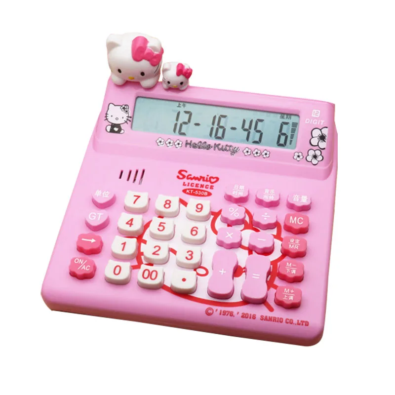 Hello kitty мультфильм солнечный калькулятор розовая KT Кот кукла милый