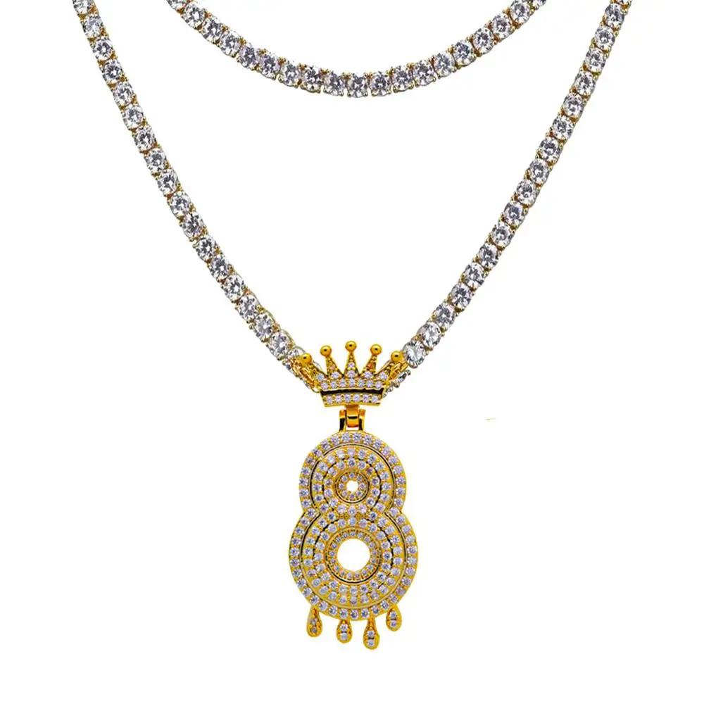 Заказное ожерелье в стиле хип хоп со льдом из короны с пузырчатым буквенным