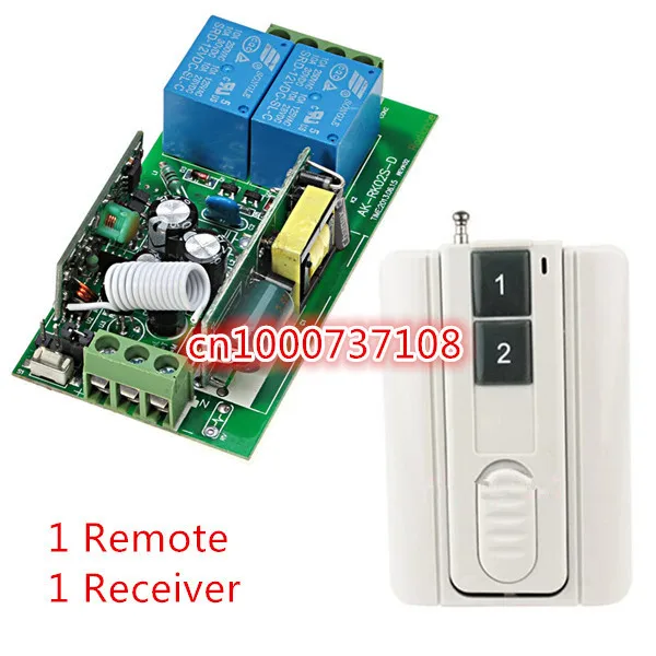 433MHz AC 220V 2 Channel Wireless Remote Control Switch Module AK-RK02S-220B+AK-