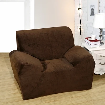 plush coffee Универсальные плюшевые эластичные чехлы для диванов зимний утолщенный чехол для диванов полный все включено Противоскользящий Модный Эластичный чехол от пыли - Цвет: plush coffee
