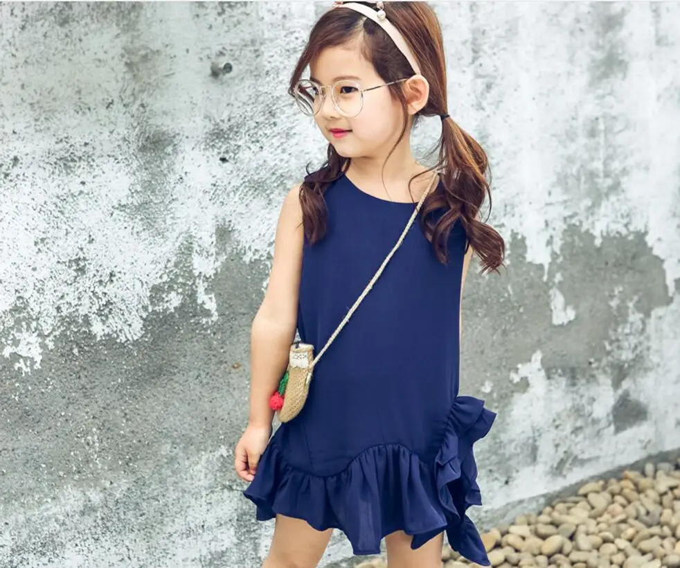 Новое Лето Твердые Оборками Для Девочек Принцессы дети Детские Симпатичные