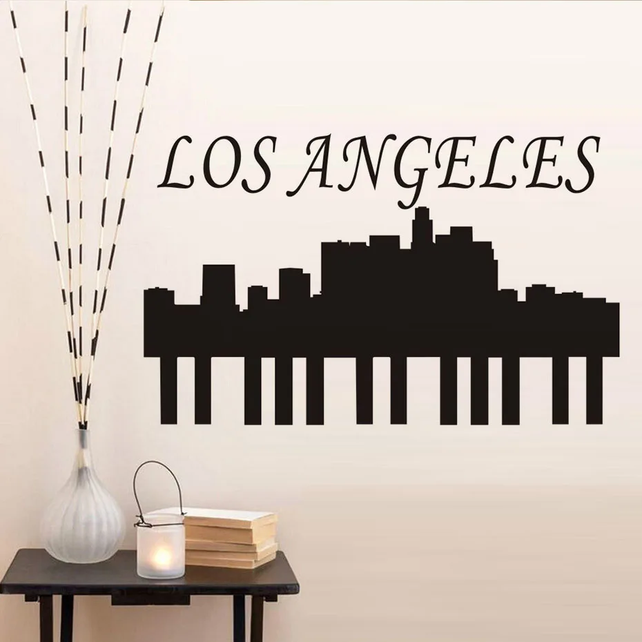 DCTOP High Quality Vinyl Removable Home Decor Los Angeles Wall Sticker City Silhouette For Living Room muursticker Accessories | Дом и сад