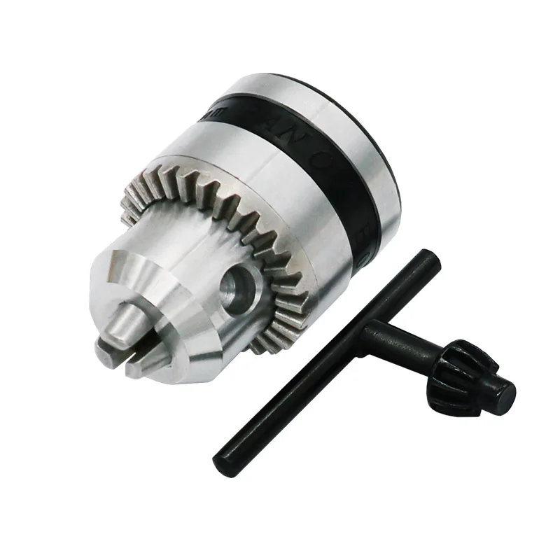 

Drill Chuck 0.6-6mm Mount B10 Taper with 4/5/6/8/9.5/10/11/12/14mm Connector Rod Motor Shaft Key Wrench Power Tools