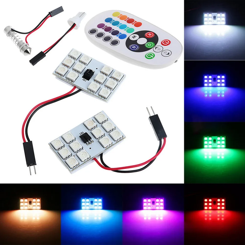 T10 ba9s 31/41 мм 12SMD 5050 RGB светодиодный ная лампа 2017 Новинка 2 шт. красочная