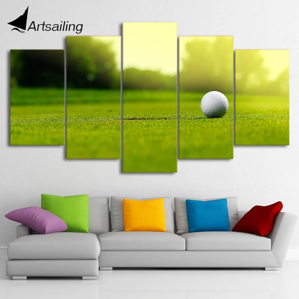 HD печать 5 шт. холст Художественная Картина для гольфа мяч модульное Настенное