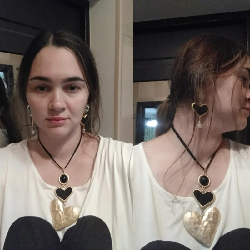 Love heart кулон ожерелья для женщин большой панк готический уникальная личность кружева цепи колье ювелирные изделия
