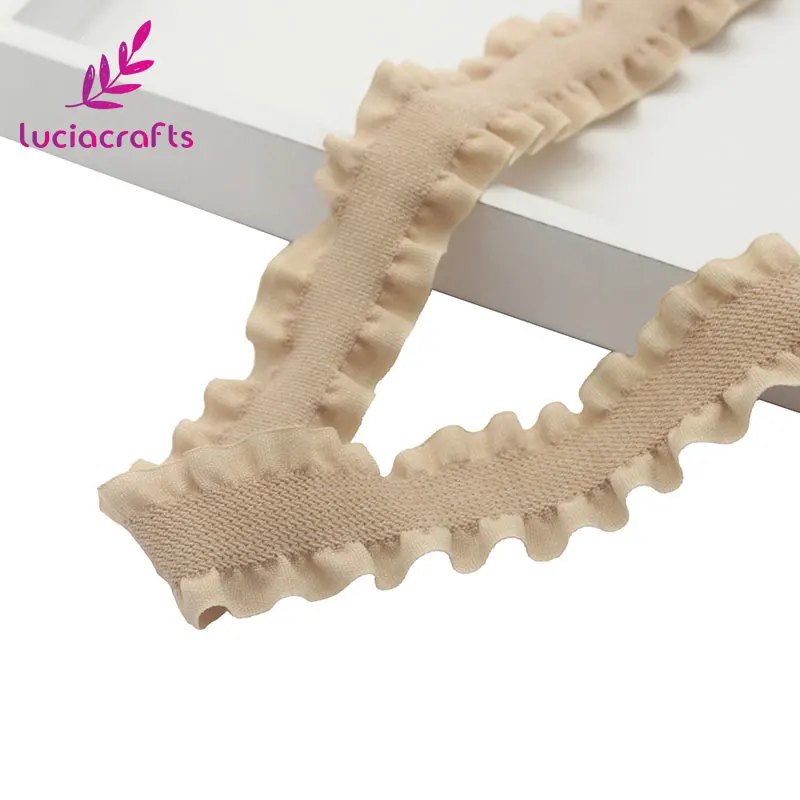 Lucia crafts 2/6 ярдов/партия с фокусным расстоянием 25 мм эластичных лент лентой отделка в рулонах с кружевами «сделай сам» повязка на голову, одежда швейная фурнитура N0602 - Цвет: C3 Khaki 2yards