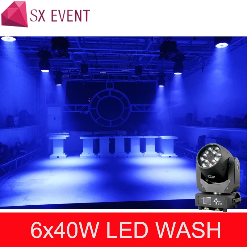 6x40 W Bee Eyes Moving Head Light RGBW 4in1 LED Wash Zoom Moving Head DMX Channel Stage Light para DJ Disco Nightclub 2PCS/lot